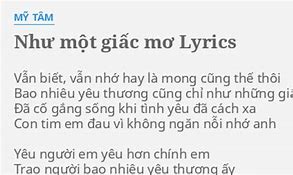 Như Một Giấc Mơ Mỹ Tâm Lyrics